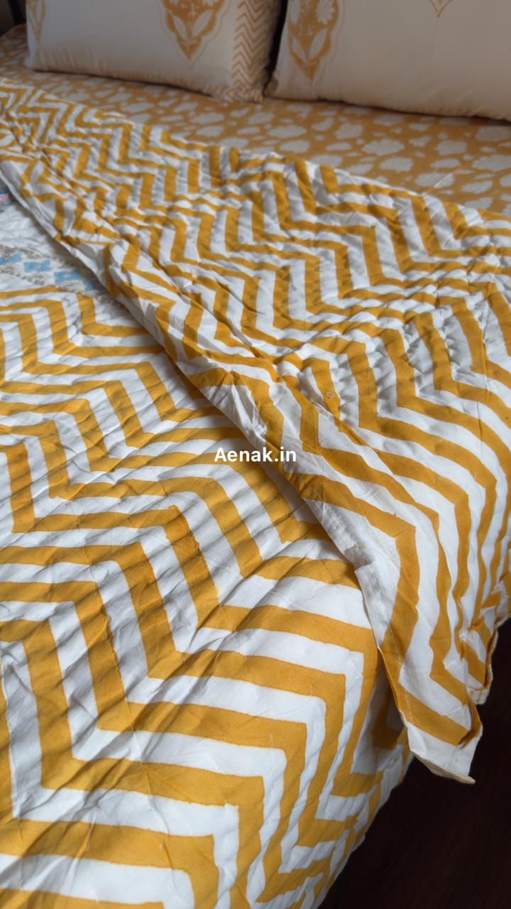 aenak-yellow-chevron-elephant-handblock-reversible-mulmul-cotton-quilt