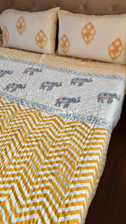 aenak-yellow-chevron-elephant-handblock-reversible-mulmul-cotton-quilt