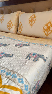 aenak-yellow-chevron-elephant-handblock-reversible-mulmul-cotton-quilt