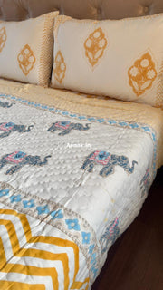 aenak-yellow-chevron-elephant-handblock-reversible-mulmul-cotton-quilt