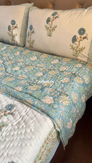 aenak-blue-marigold-handblock-bedsheet-quilt-combo-set