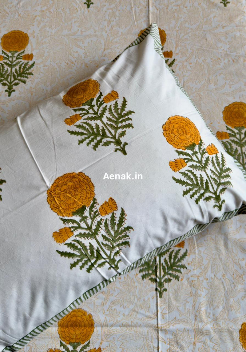 aenak-turmeric-yellow-paani-jaal-handblock-premium-cotton-fitted-bedsheet-set