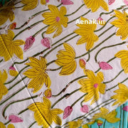 aenak-yellow-pichwai-lotus-handblock-duvet-quilt-cover