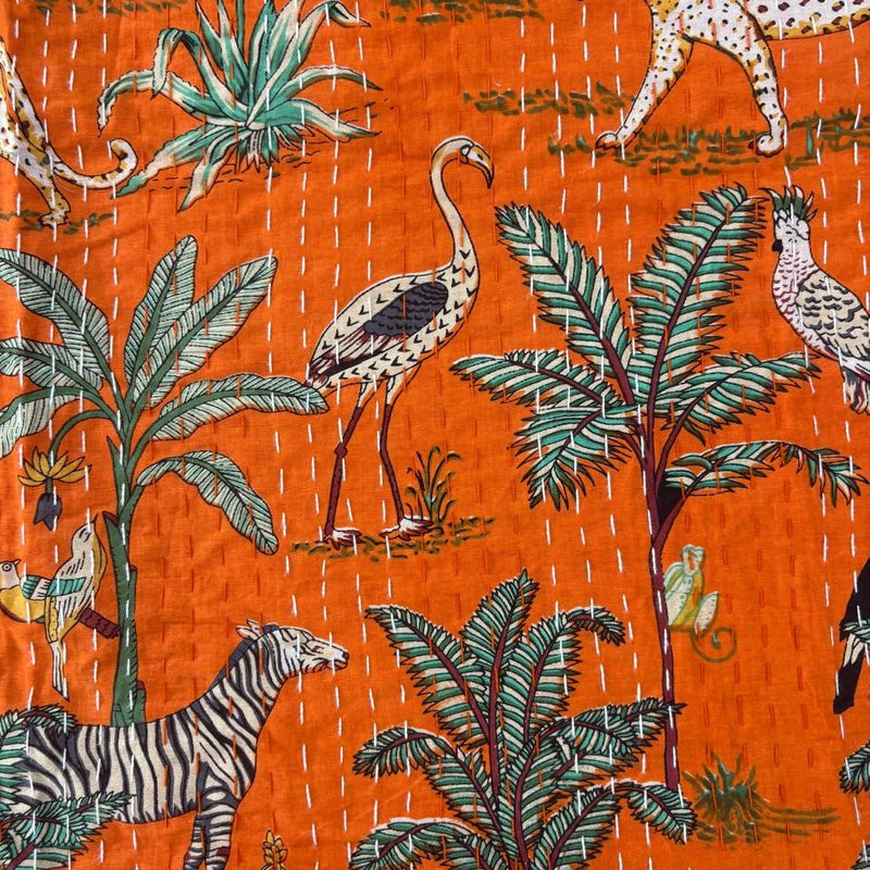 local-kala-jangle-safari-kantha-stitch-bedcover