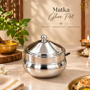 nyra-kitchenware-matka-ghee-pot-with-lid-and-spoon-traditional-silver-tone-ghee-storage-container-for-kitchen-available-in-two-sizes