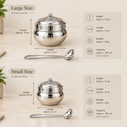 nyra-kitchenware-matka-ghee-pot-with-lid-and-spoon-traditional-silver-tone-ghee-storage-container-for-kitchen-available-in-two-sizes