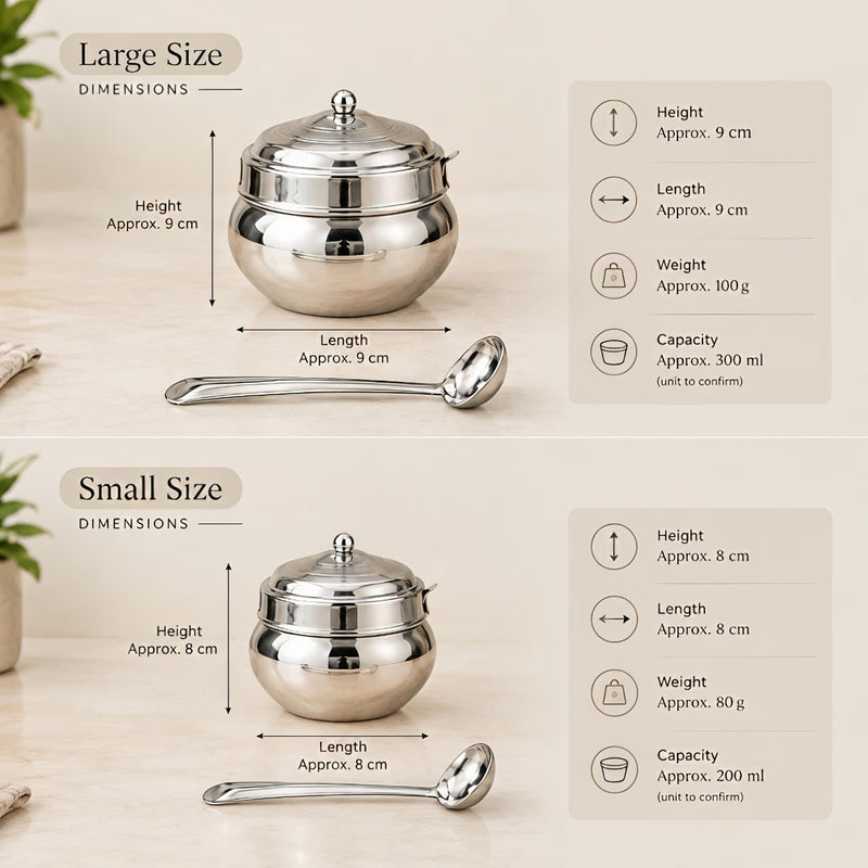 nyra-kitchenware-matka-ghee-pot-with-lid-and-spoon-traditional-silver-tone-ghee-storage-container-for-kitchen-available-in-two-sizes