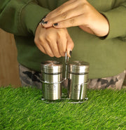 Elegant Stainless Steel and Glass Salt & Pepper Sprinkler – Drinking Tumbler