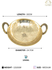 Traditional Brass Kadhai (Pital Wok) with Designer Handles – Cooking Kadhai