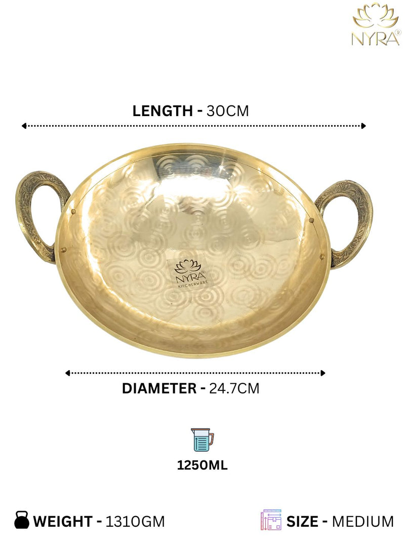 Traditional Brass Kadhai (Pital Wok) with Designer Handles – Cooking Kadhai