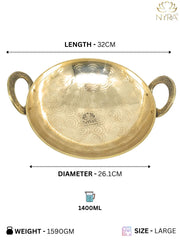 Traditional Brass Kadhai (Pital Wok) with Designer Handles – Cooking Kadhai