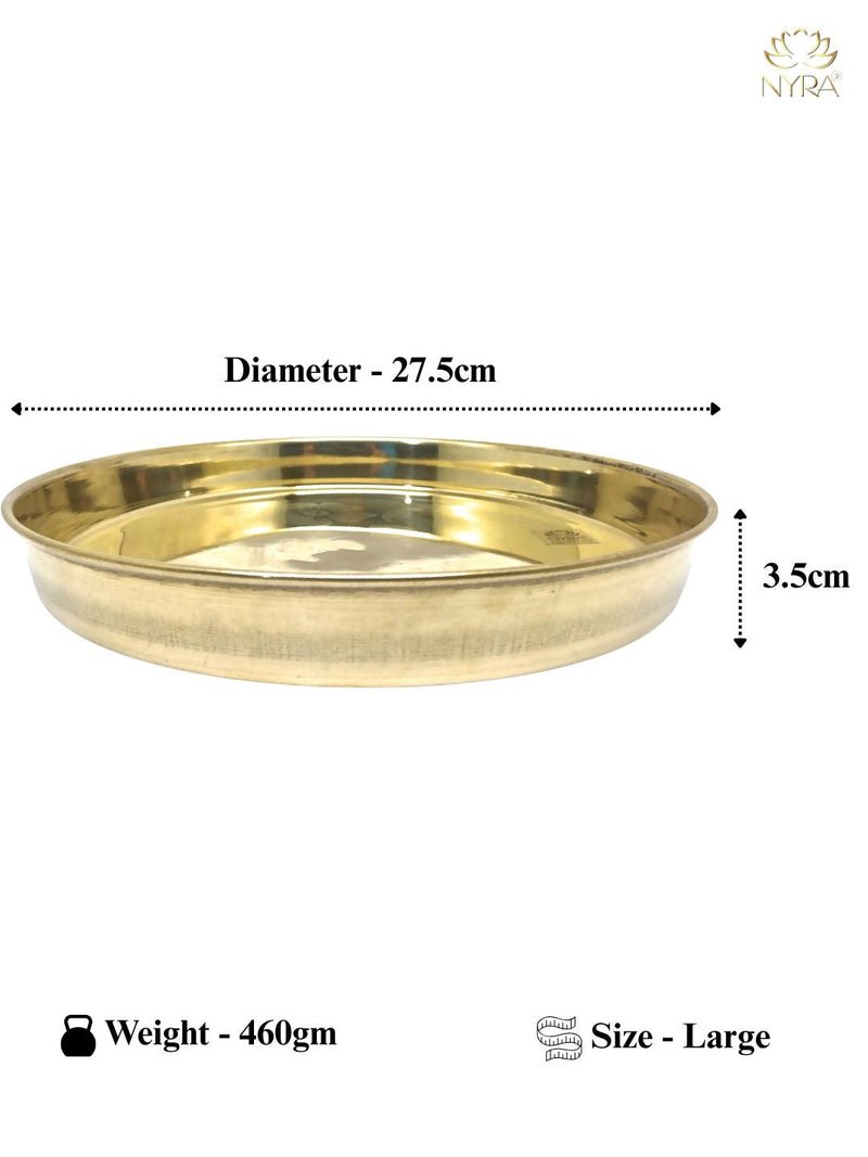 Pure Brass Bhojan Thali with Floral Etching – Serving Plate