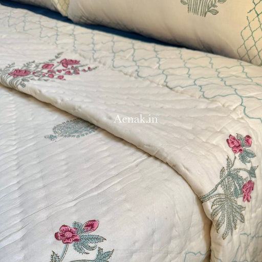 aenak-green-ashoka-handblock-printed-reversible-mulmul-cotton-quilt-beige-base