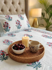 aenak-gardenia-red-handblock-printed-premium-cotton-fitted-bedsheet-set