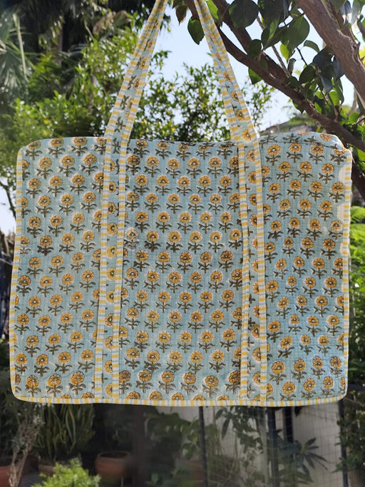 aenak-yellow-sunflower-quilted-cotton-zipper-travel-bag