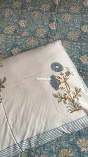 aenak-blue-marigold-handblock-printed-premium-cotton-fitted-bedsheet-set
