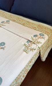 aenak-blue-marigold-handblock-bedsheet-dohar-combo-set
