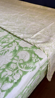 aenak-green-garden-handblock-bedsheet-dohar-combo-set
