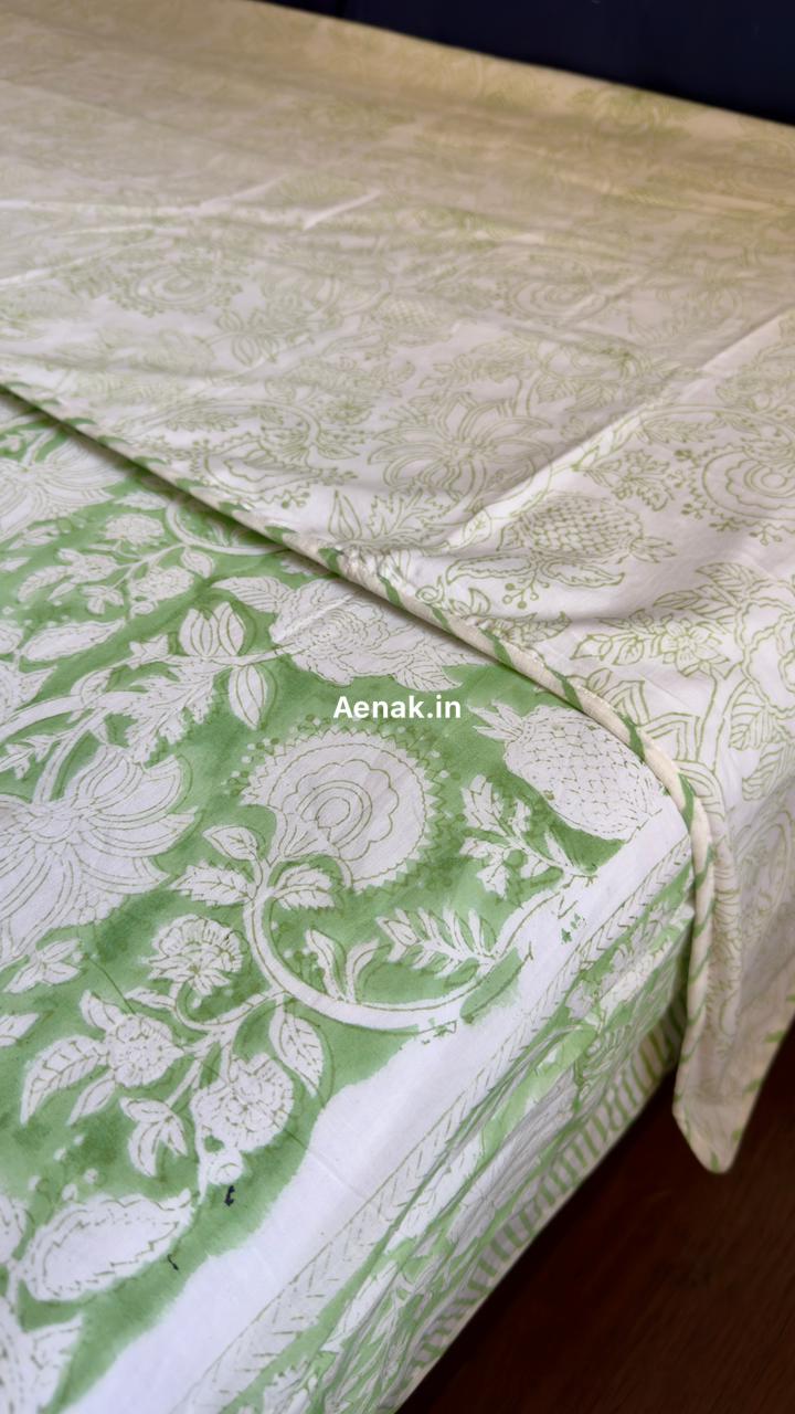 aenak-green-garden-handblock-bedsheet-dohar-combo-set