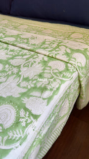 aenak-green-garden-handblock-bedsheet-dohar-combo-set