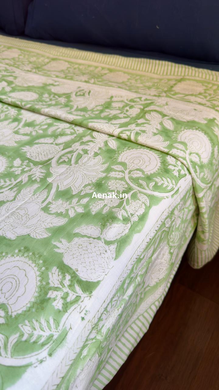 aenak-green-garden-handblock-bedsheet-dohar-combo-set