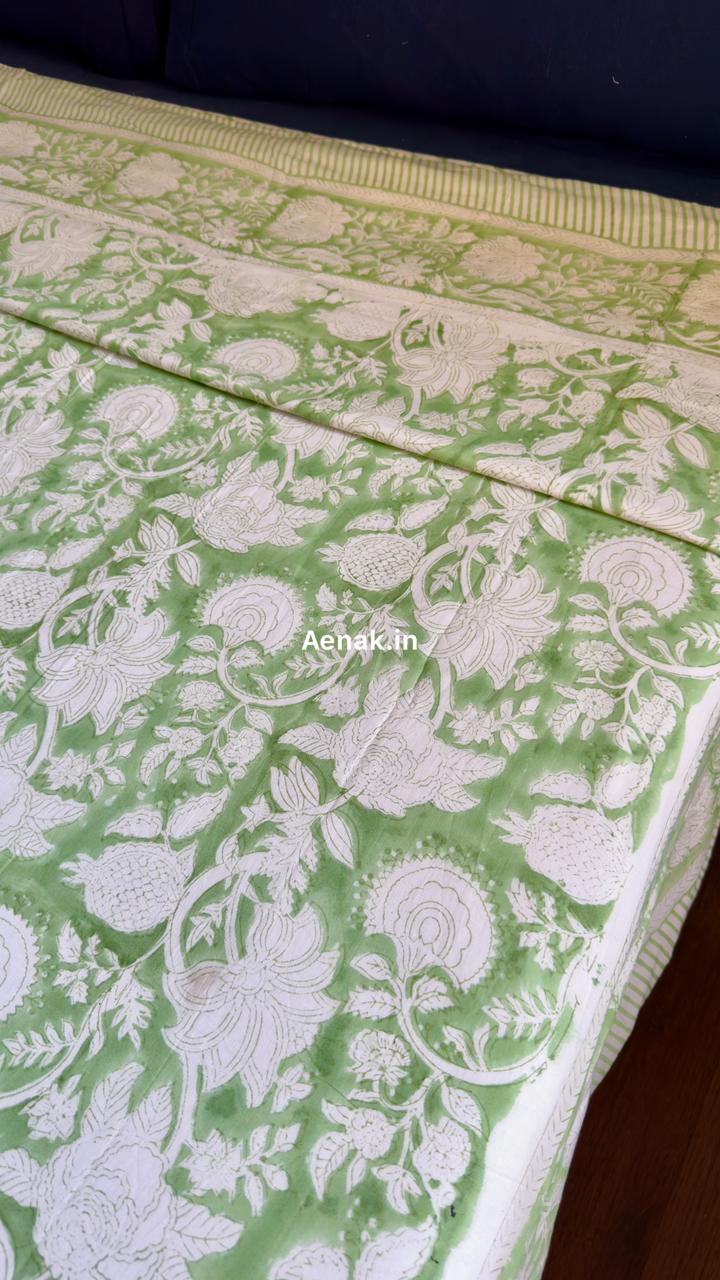 aenak-green-garden-handblock-bedsheet-dohar-combo-set