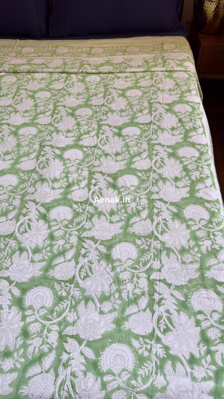 aenak-green-garden-handblock-bedsheet-dohar-combo-set