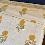 aenak-yellow-marigold-paani-jaal-handblock-bedsheet-dohar-combo-set