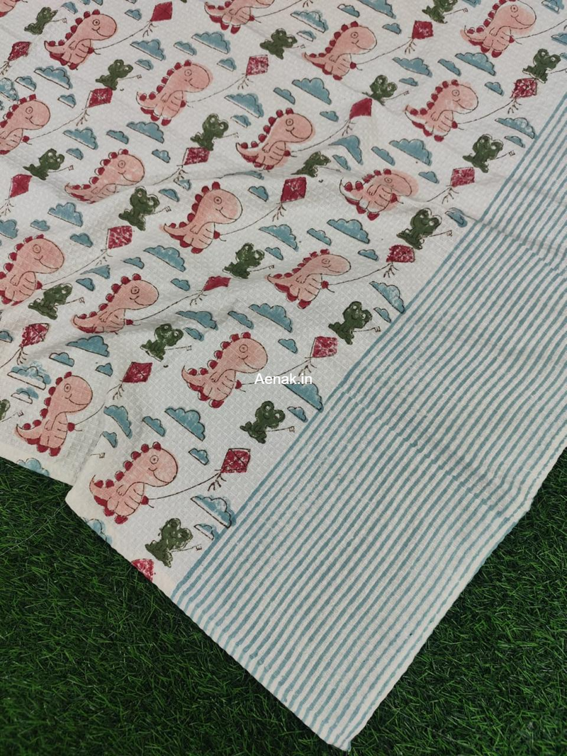 aenak-little-jurassic-handblock-printed-waffle-cotton-bathing-towel