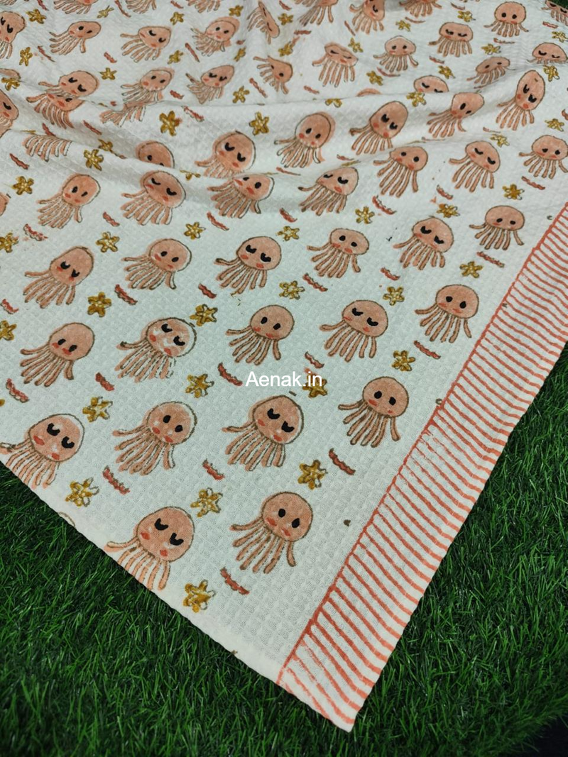 aenak-orange-octopus-handblock-printed-waffle-cotton-bathing-towel