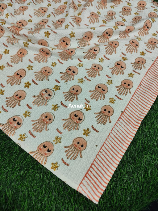 aenak-orange-octopus-handblock-printed-waffle-cotton-bathing-towel