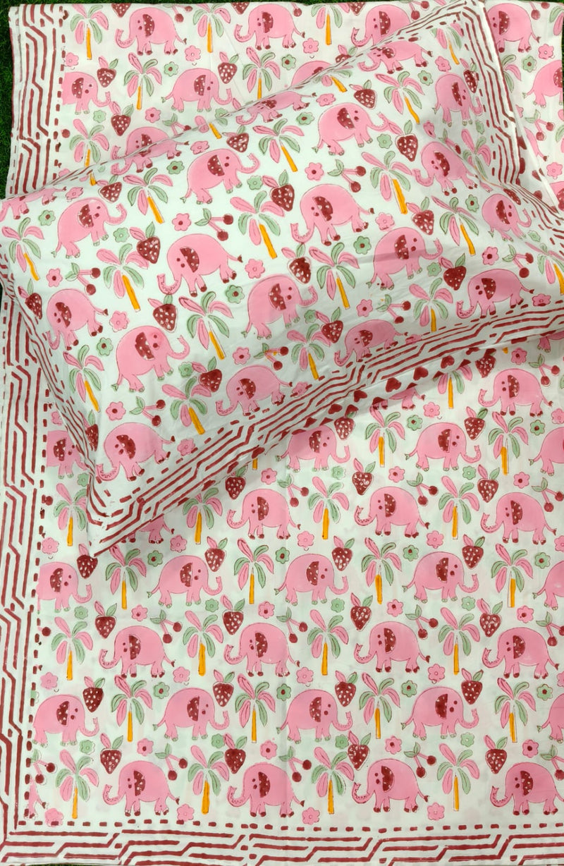 aenak-pink-elephant-handblock-printed-premium-cotton-kids-bedsheet-set