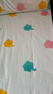 aenak-pink-yellow-elephant-handblock-premium-cotton-bedsheet-set