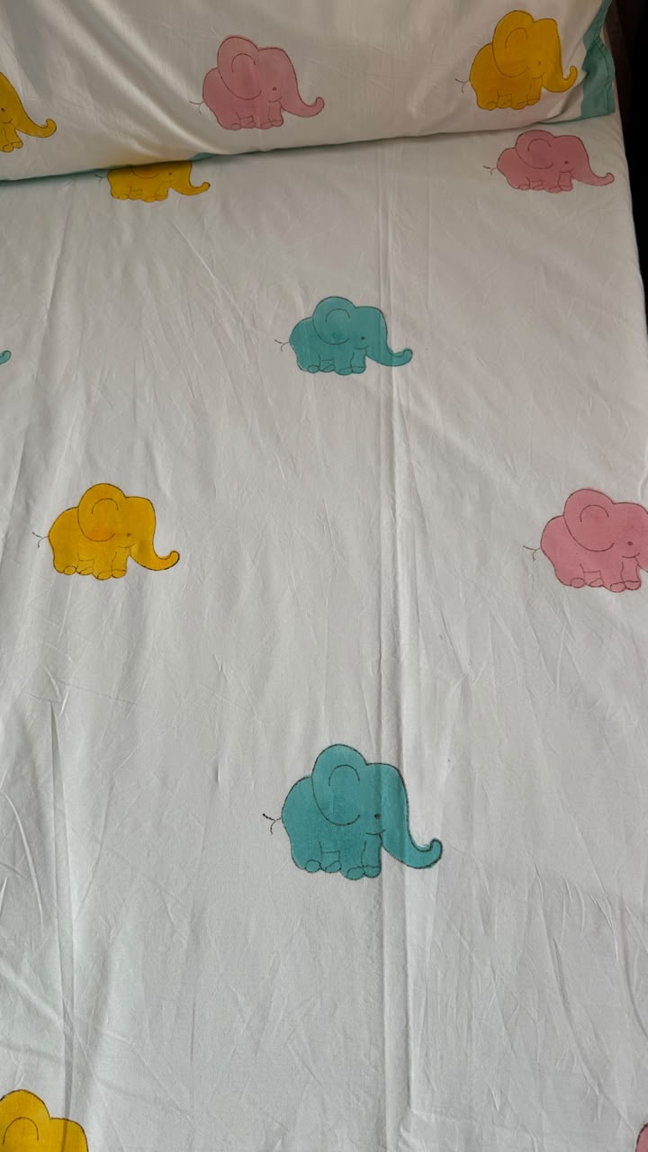 aenak-pink-yellow-elephant-handblock-premium-cotton-bedsheet-set