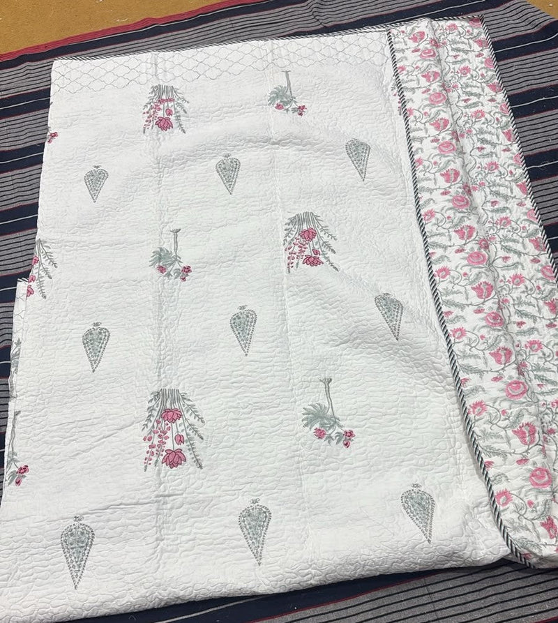 aenak-green-ashoka-handblock-printed-reversible-quilted-bedcover-set-105x108