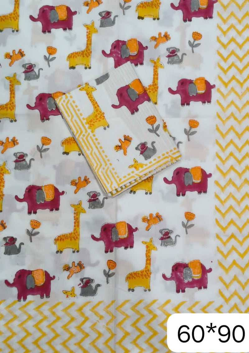 aenak-orange-giraffe-handblock-premium-cotton-bedsheet-set