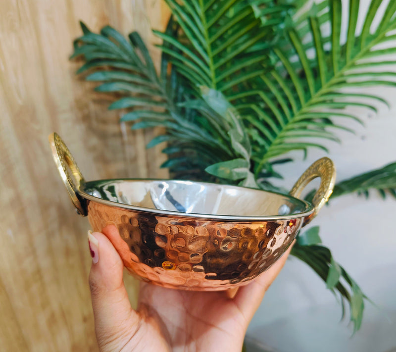 Copper Serving Kadhai/Wok Insulated with Stainless Steel – Cooking Kadai