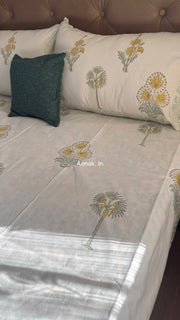 aenak-yellow-blossom-handblock-premium-cotton-bedsheet-set