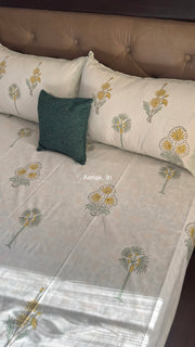 aenak-yellow-blossom-handblock-premium-cotton-bedsheet-set