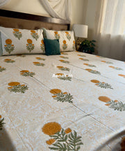 aenak-yellow-pani-jaal-handblock-printed-premium-cotton-bedsheet-set
