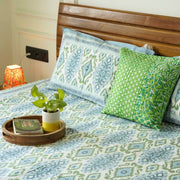 local-kala-ikkat-blue-flat-fitted-bedsheet-90x108-inches