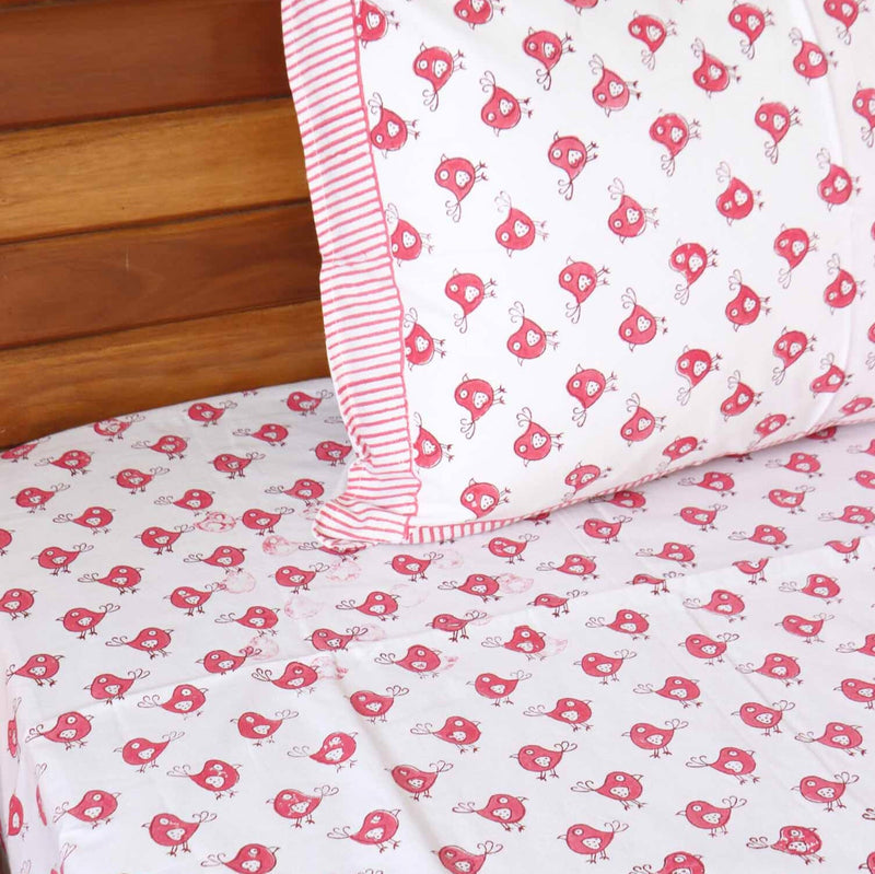 local-kala-pink-bird-handblock-bedsheet-108x108-inches