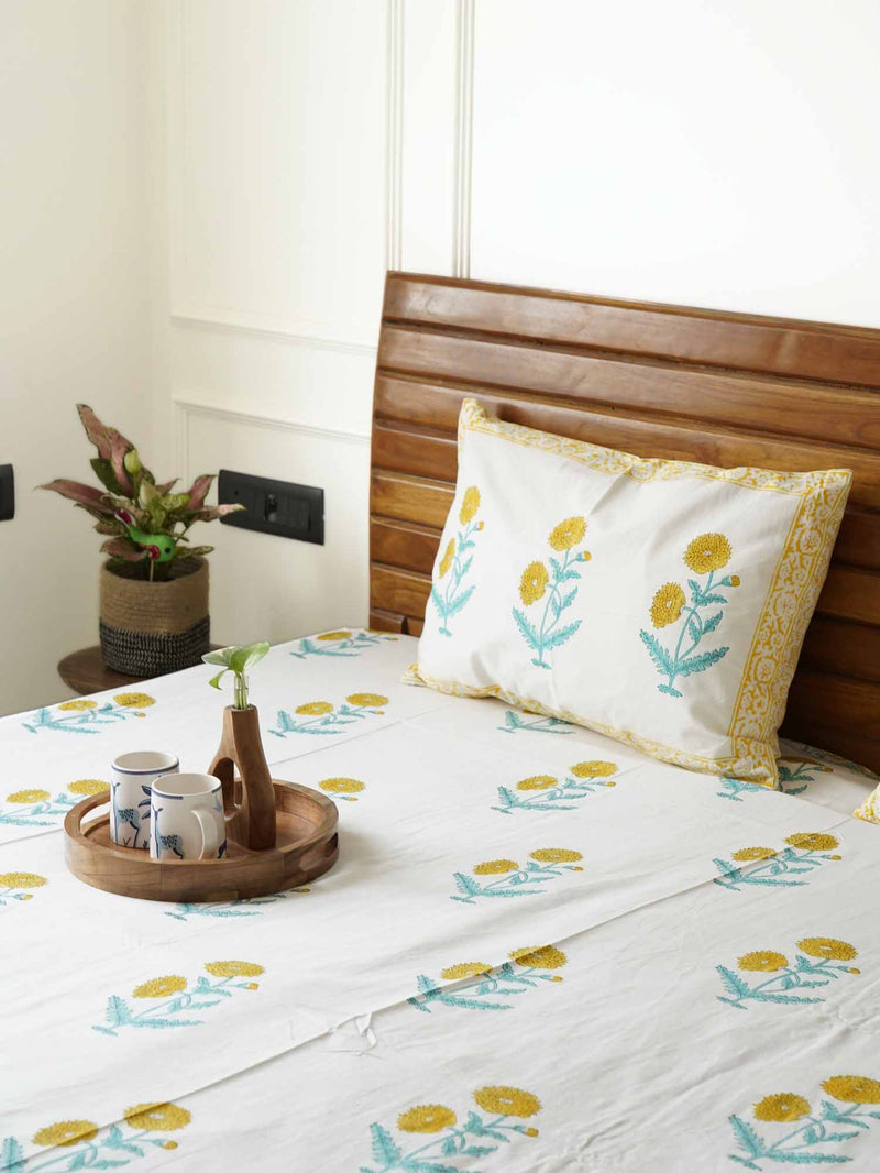 local-kala-genda-hand-block-bedsheet-108x108-inches