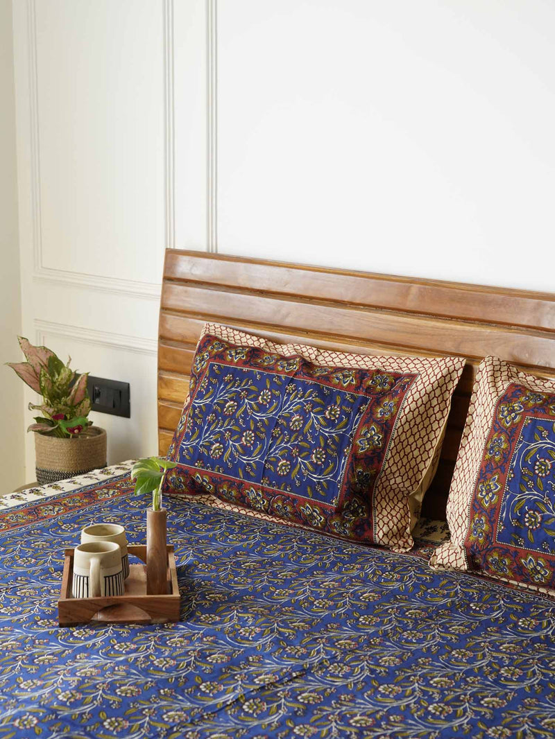 local-kala-kalamkari-blue-flat-fitted-bedsheet-90x108-inches