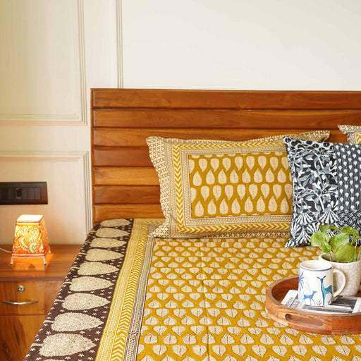 local-kala-kalamkari-mustard-leaf-flat-i-fitted-bedsheet-90x108-inches