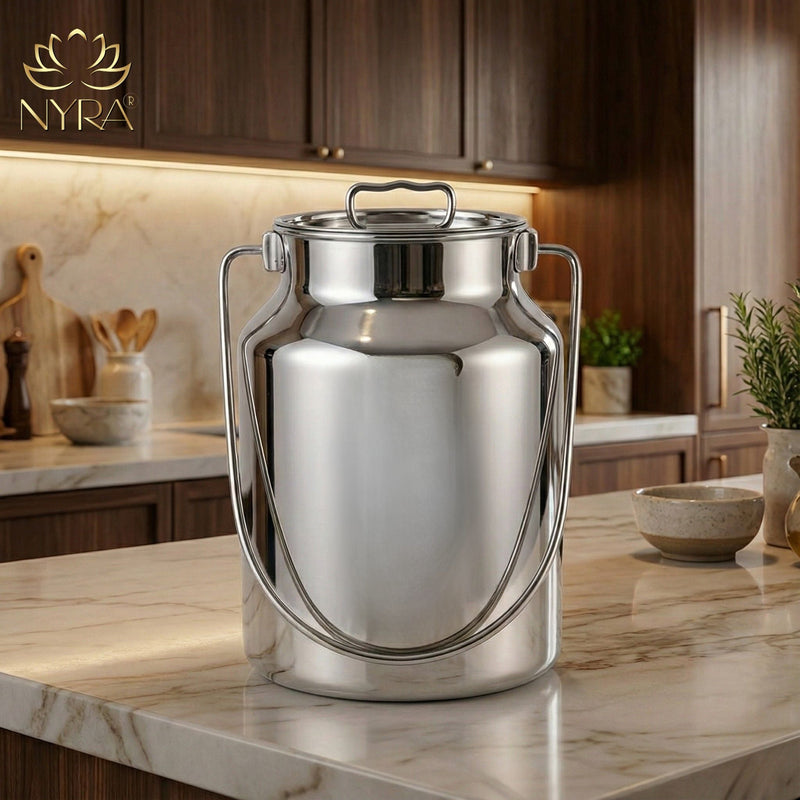 Premium Stainless Steel Milk & Oil Container with Lid  – Storage Container