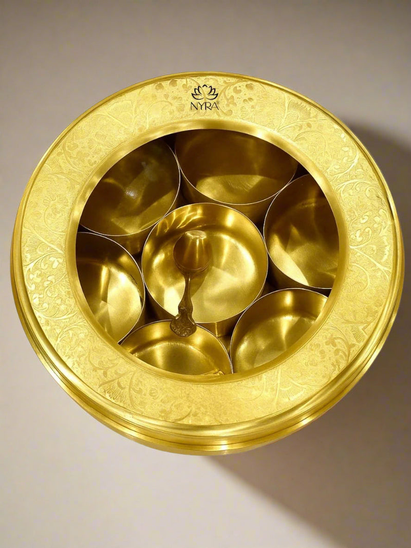 Brass Spice Box with see-through lid – Masala Spice Box