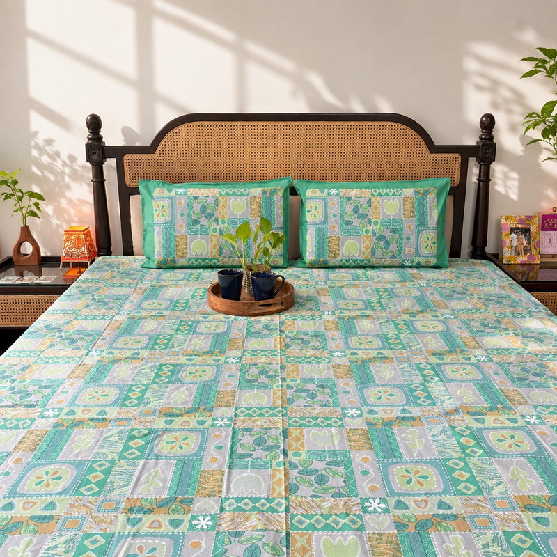 local-kala-abstract-green-flat-i-fitted-bedsheet-90x108-inches