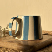 Nurture India Baby Blue Stripe Ceramic Coffee Cup 7-oz