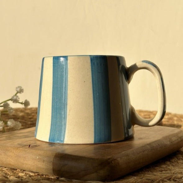 Nurture India Baby Blue Stripe Ceramic Coffee Cup 7-oz